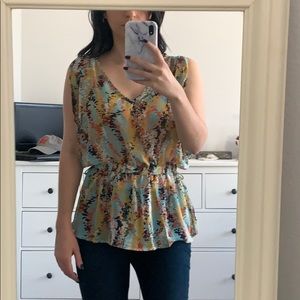 Split Sleeve Multi Color Sheer Blouse